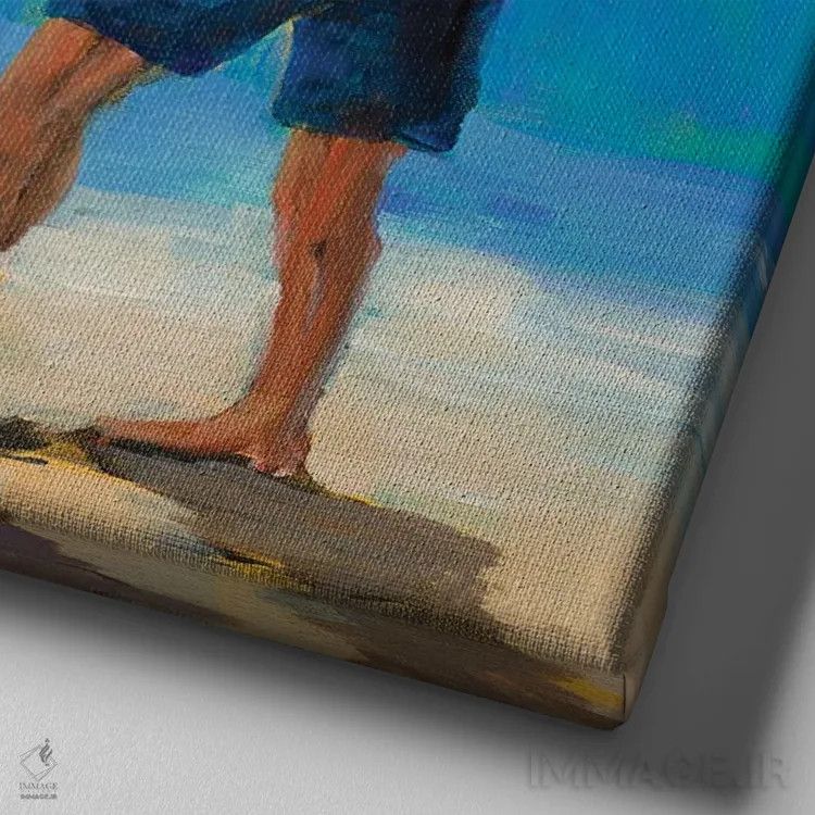 تابلو دوستان ساحلی اثر جولی دریسه - نمای نزدیک بافت بوم