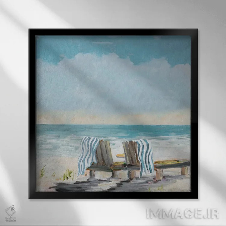 تابلو غروبهای ساحلی اثر جولی دریسه - نمای قابدار مشکی