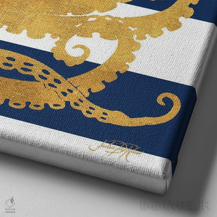 تابلو موجودات دریایی روی نوارها IV اثر جولی دریسه - نمای نزدیک بافت بوم