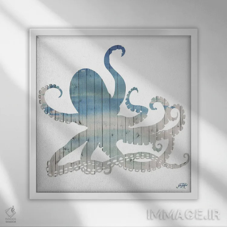 تابلو اختاپوس چوبی اثر جولی دریسه - نمای قابدار سفید