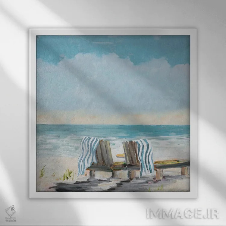 تابلو غروبهای ساحلی اثر جولی دریسه - نمای قابدار سفید