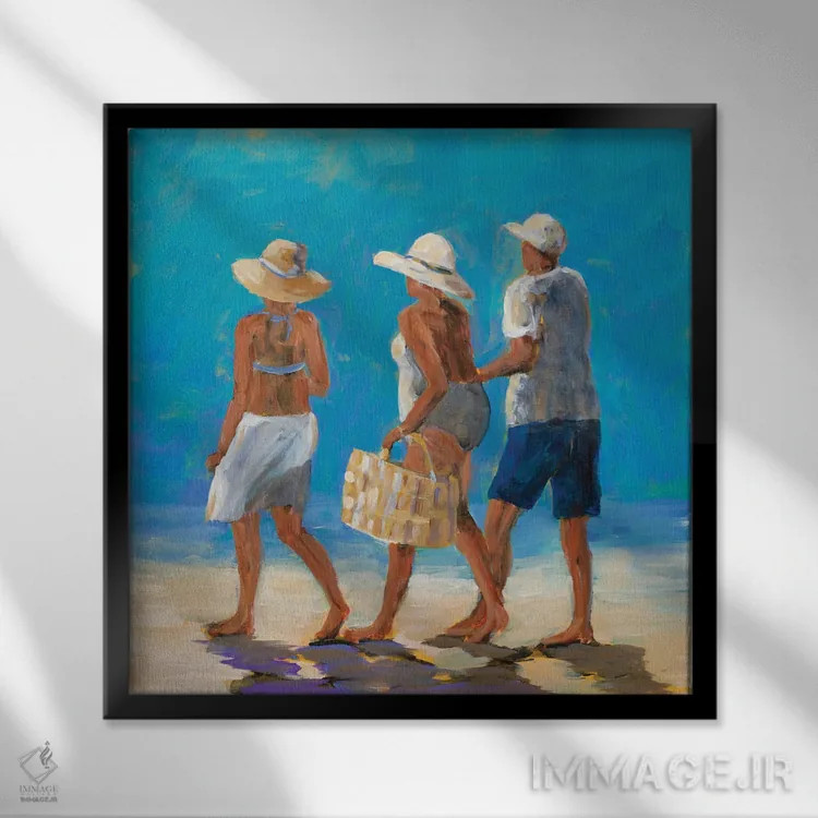تابلو دوستان ساحلی اثر جولی دریسه - نمای قابدار مشکی