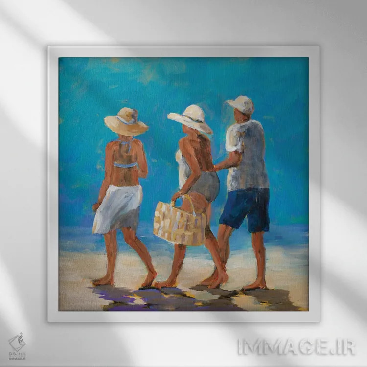 تابلو دوستان ساحلی اثر جولی دریسه - نمای قابدار سفید