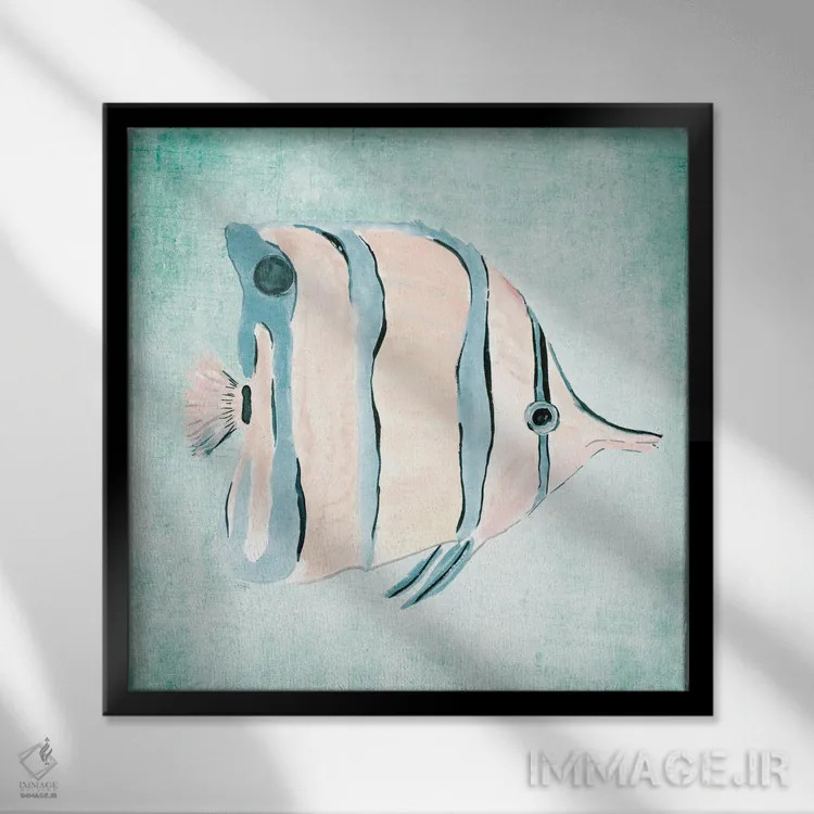 تابلو ماهیها در دریا I اثر جولی دریسه - نمای قابدار مشکی