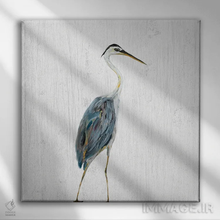 تابلو حواصیل روی موجهای سفید II اثر جولی دریسه - نمای روبهرو روی دیوار