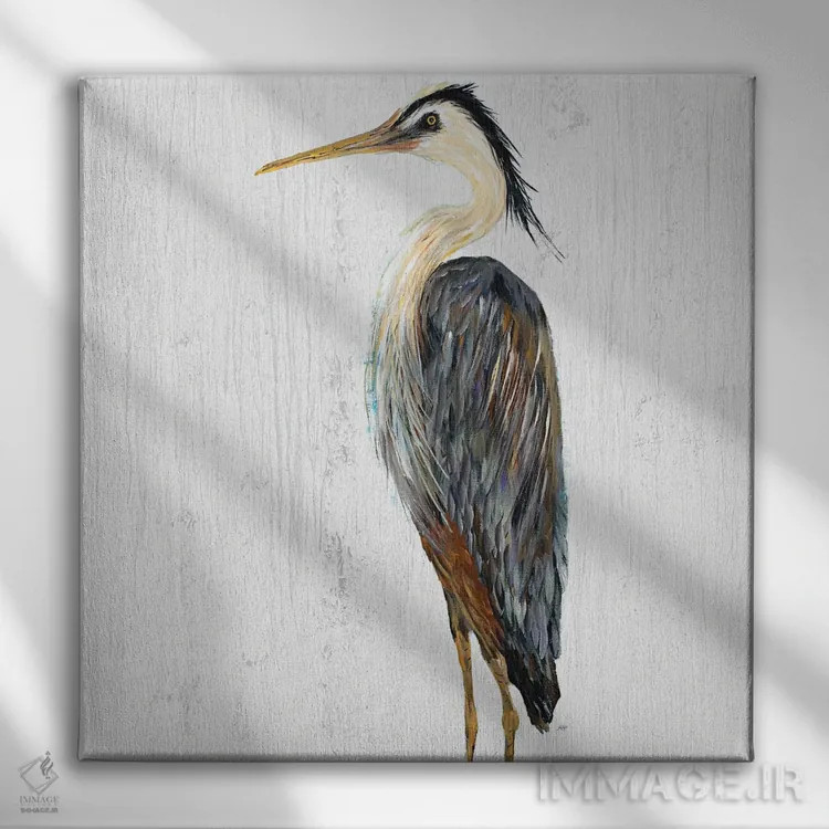 تابلو حواصیل روی موجهای سفید I اثر جولی دریسه - نمای روبهرو روی دیوار