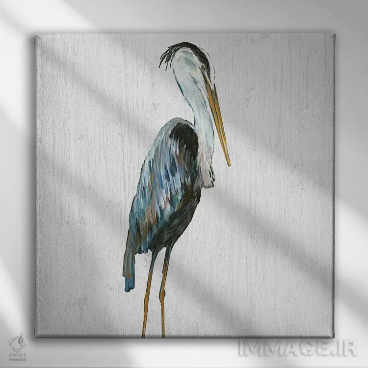 تابلو حواصیل روی موجهای سفید III اثر جولی دریسه - نمای روبهرو روی دیوار