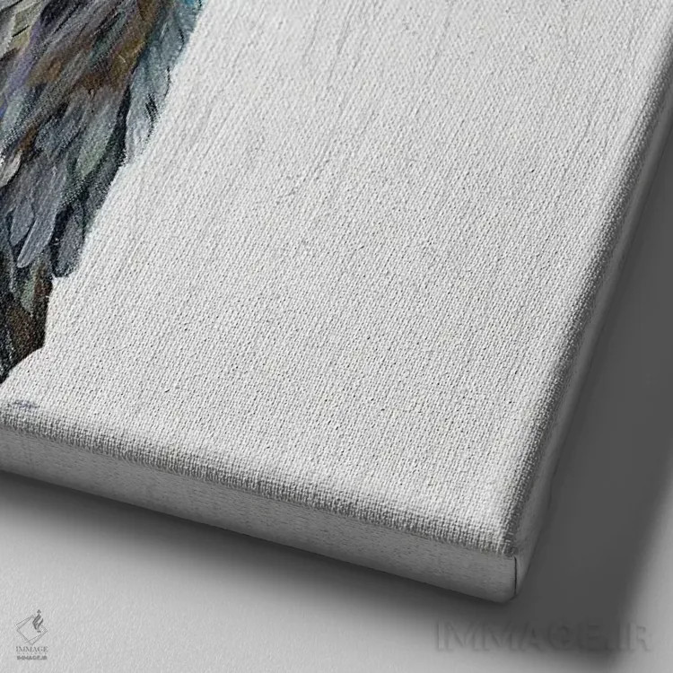 تابلو حواصیل روی موجهای سفید I اثر جولی دریسه - نمای نزدیک بافت بوم