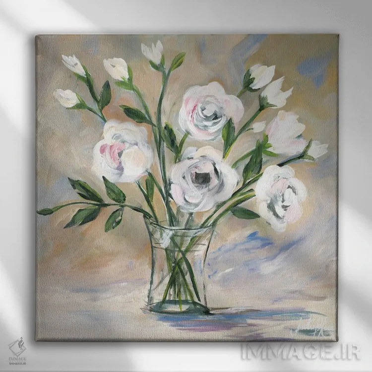 تابلو دسته گل لطیف اثر جولی دریسه - نمای روبهرو روی دیوار