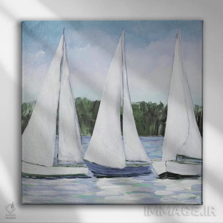 تابلو بادبانهای سفید اثر جولی دریسه - نمای روبهرو روی دیوار