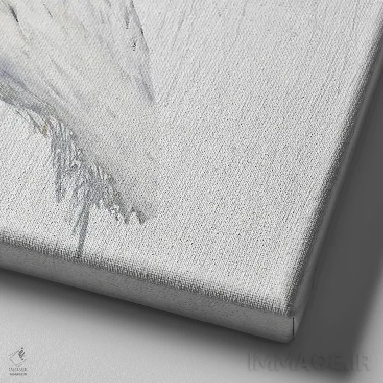 تابلو حواصیل روی موجهای سفید IV اثر جولی دریسه - نمای نزدیک بافت بوم