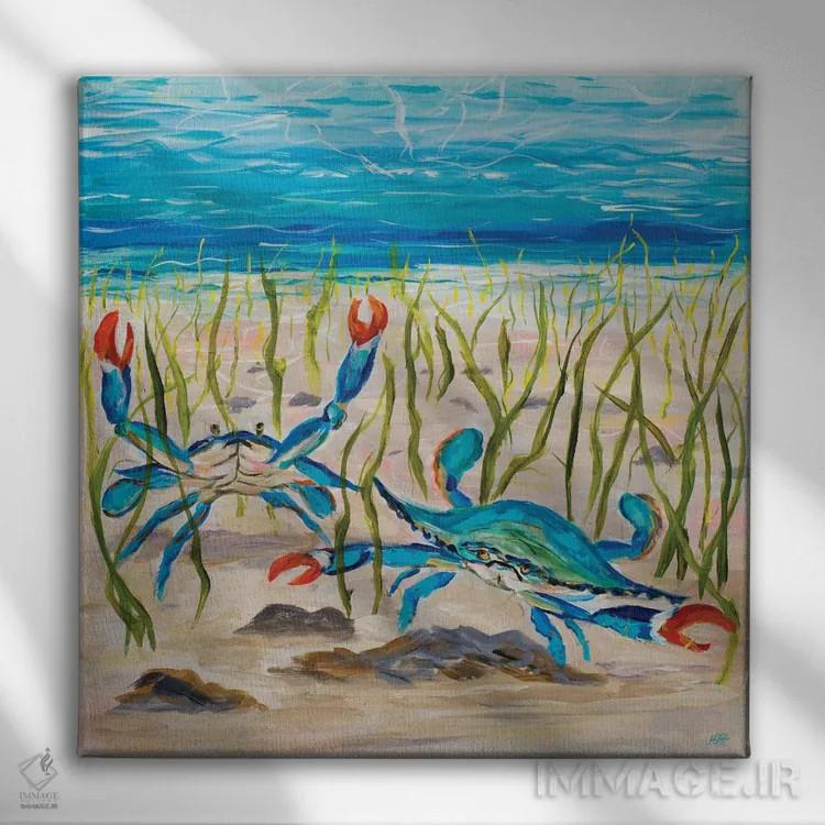 تابلو خرچنگهای آبی اثر جولی دریسه - نمای روبهرو روی دیوار