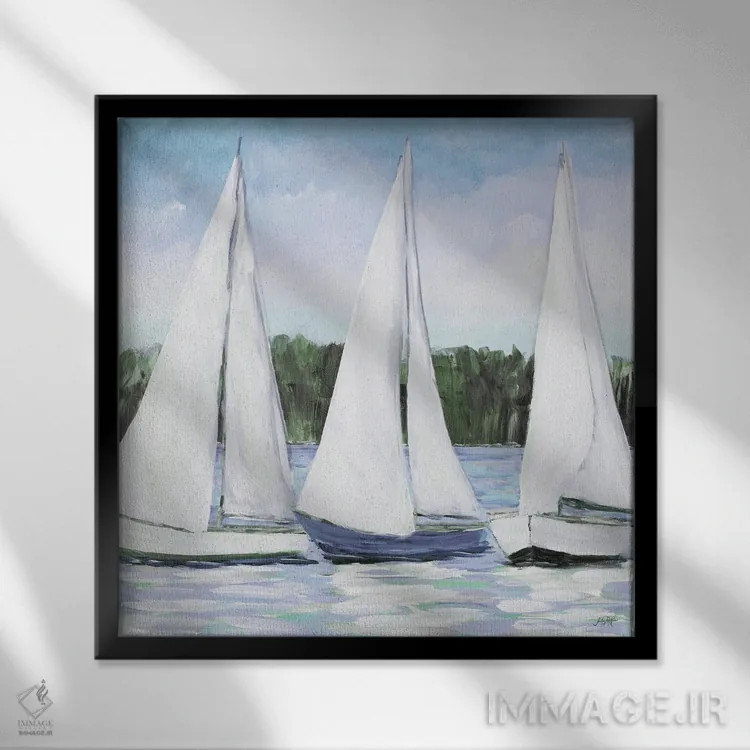 تابلو بادبانهای سفید اثر جولی دریسه - نمای قابدار مشکی