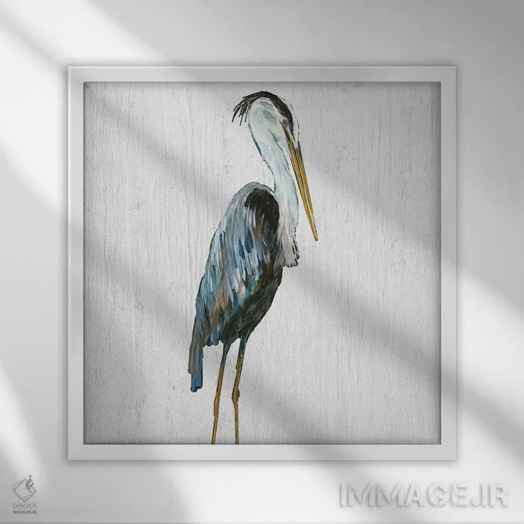 تابلو حواصیل روی موجهای سفید III اثر جولی دریسه - نمای قابدار سفید