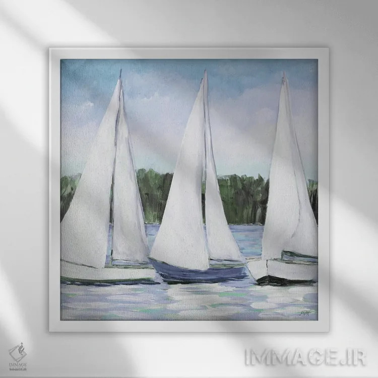 تابلو بادبانهای سفید اثر جولی دریسه - نمای قابدار سفید