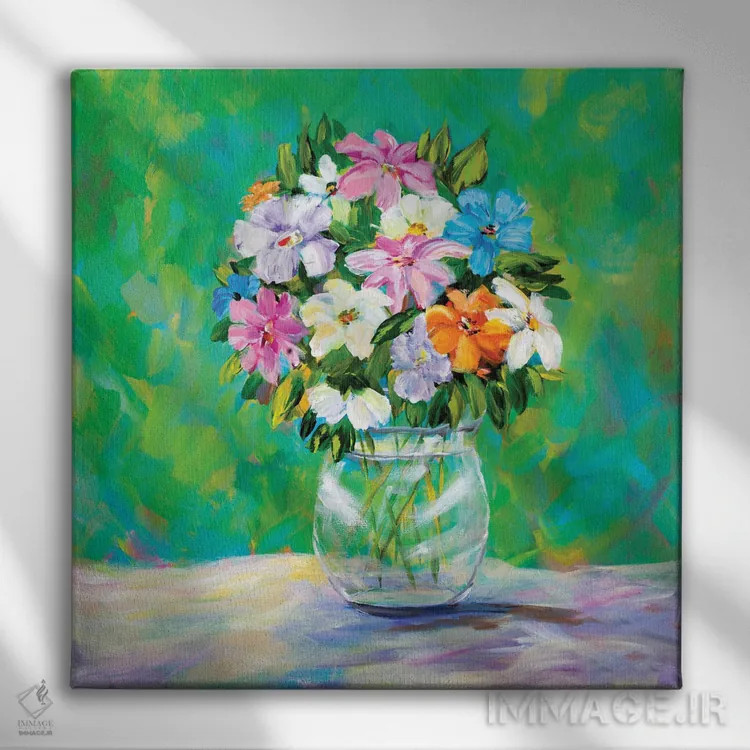 تابلو دسته گل باغ بهاری اثر جولی دریسه - نمای روبهرو روی دیوار