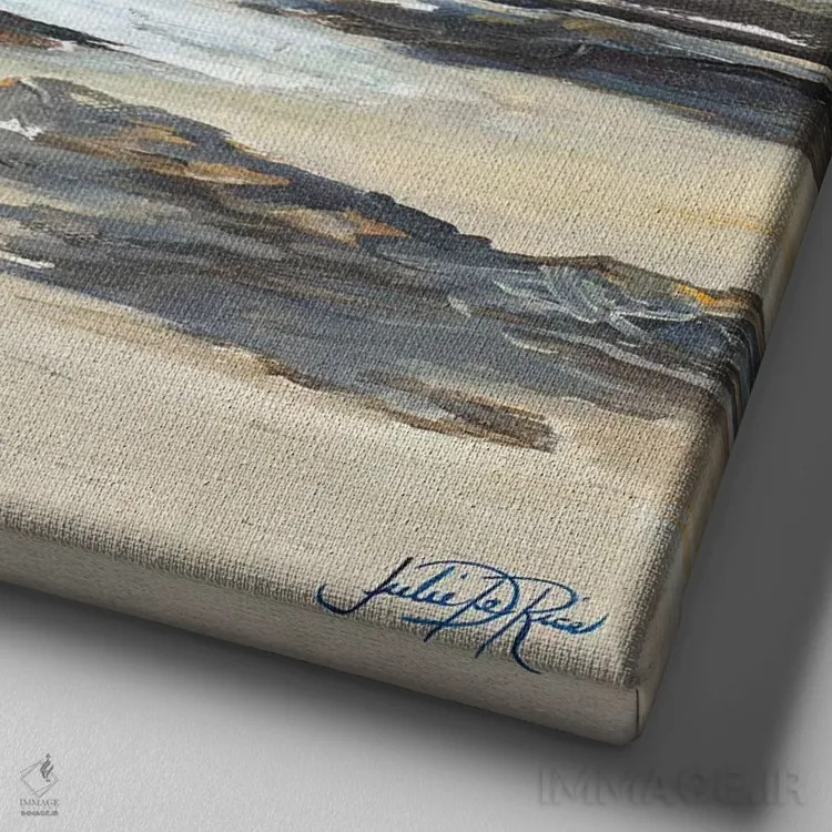 تابلو ساحل صخرهای II اثر جولی دریسه - نمای نزدیک بافت بوم