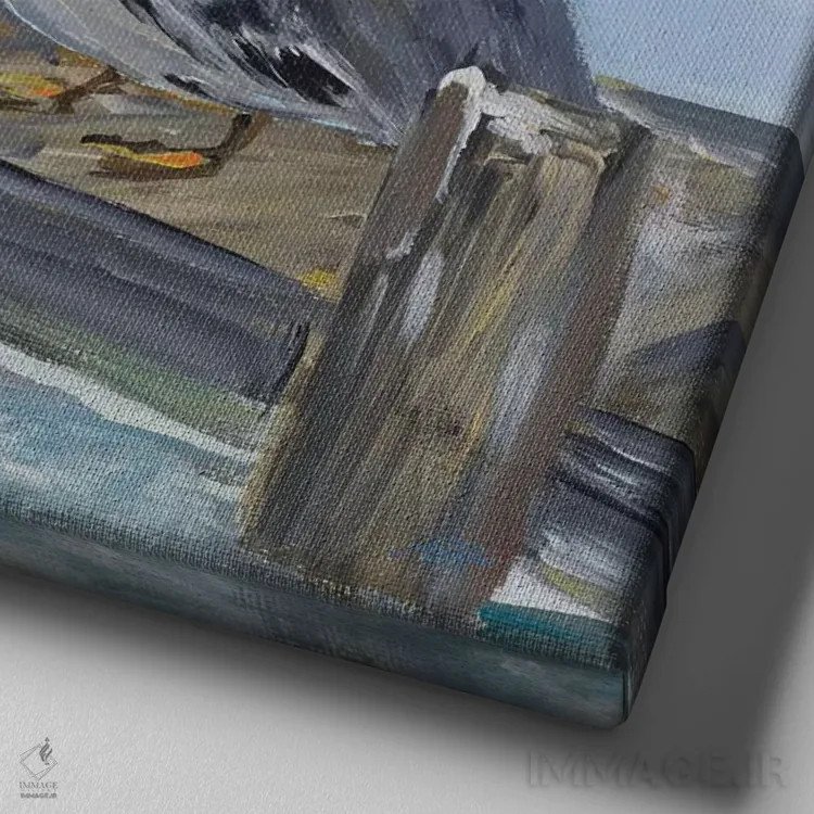 تابلو پلیکانها روی عرشه اثر جولی دریسه - نمای نزدیک بافت بوم