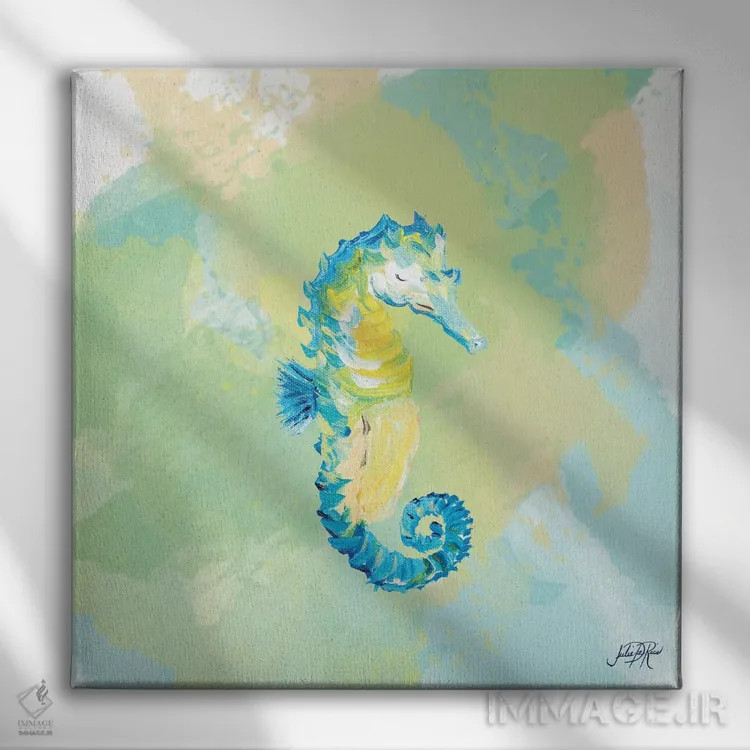 تابلو موجودات دریایی با آبرنگ III اثر جولی دریسه - نمای روبهرو روی دیوار