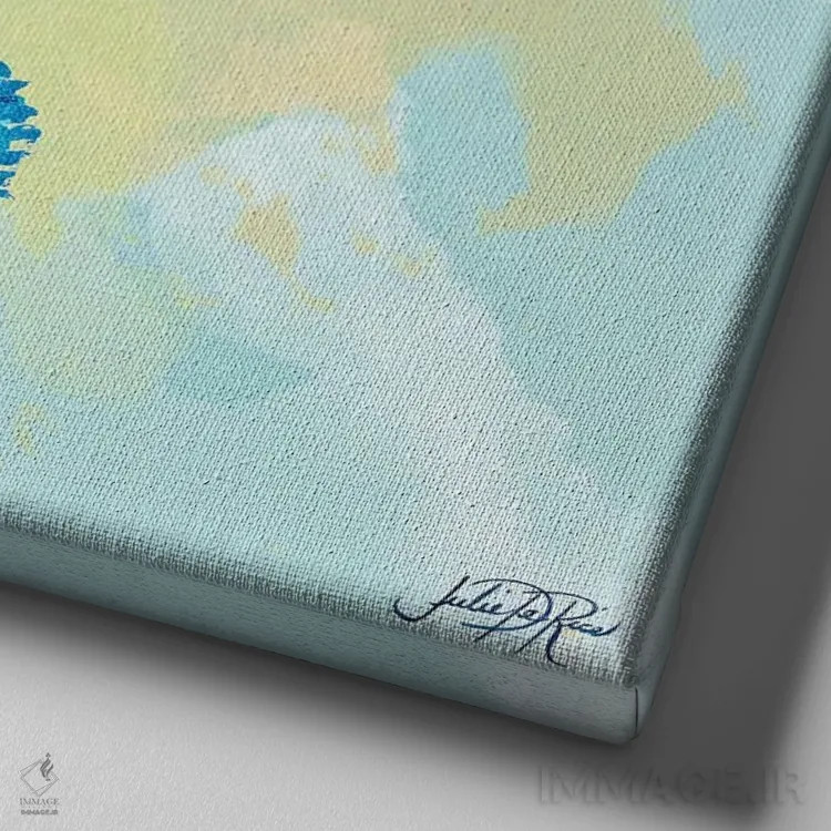 تابلو موجودات دریایی با آبرنگ III اثر جولی دریسه - نمای نزدیک بافت بوم