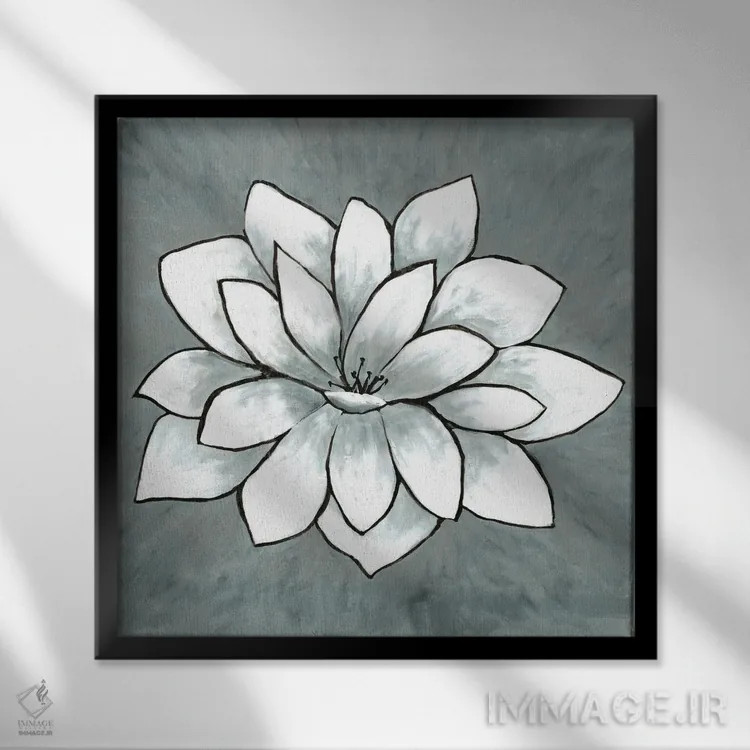 تابلو نیلوفر سفید اثر دوریس شَرِست - نمای قابدار مشکی