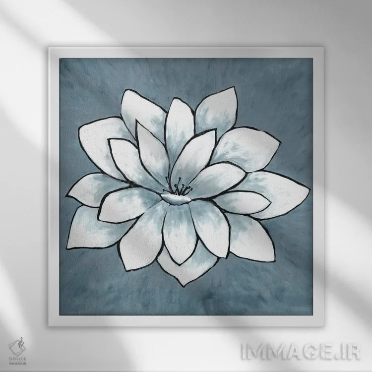 تابلو جوانه آبی ۱ اثر دوریس شَرِست - نمای قابدار سفید