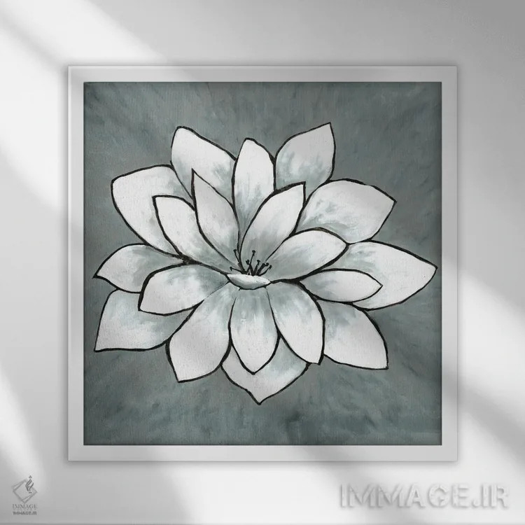 تابلو نیلوفر سفید اثر دوریس شَرِست - نمای قابدار سفید