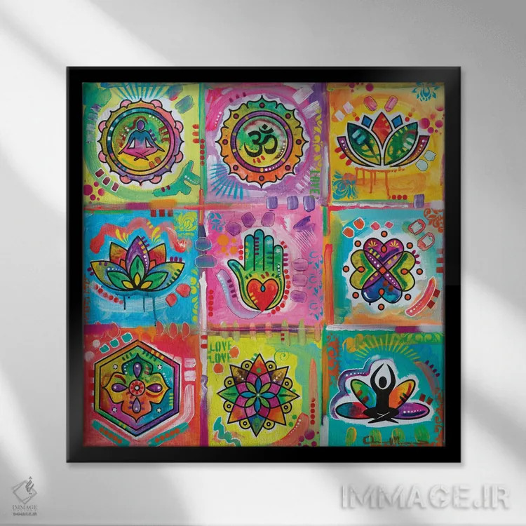 تابلو مربعهای مدیتیشن اثر باور روسو - نمای قابدار مشکی