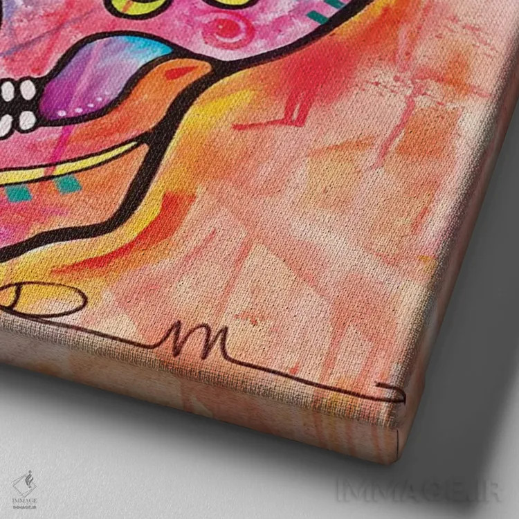 تابلو جمجمه قندی (نماد روز مردگان مکزیک) اثر باور روسو - نمای نزدیک بافت بوم