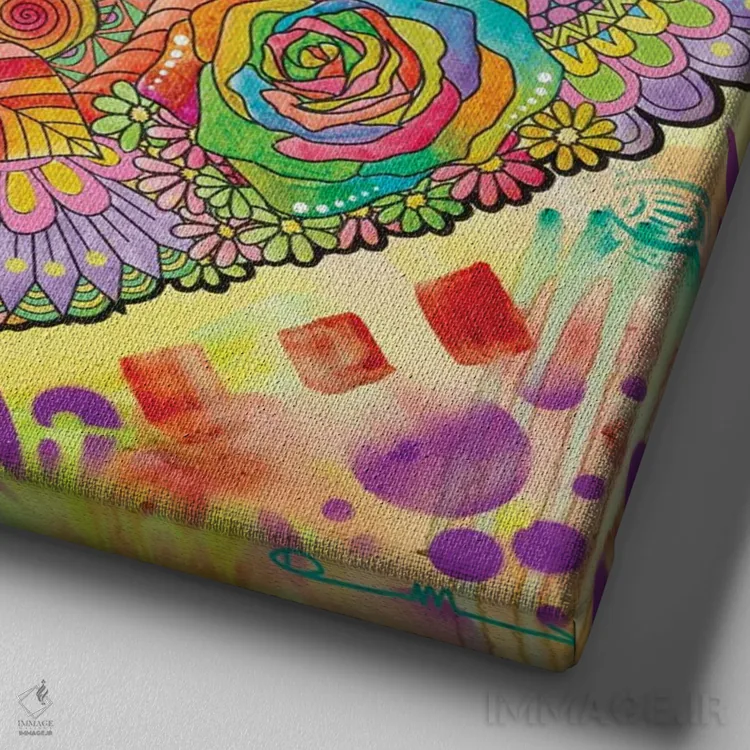 تابلو ماندالای دل اثر باور روسو - نمای نزدیک بافت بوم