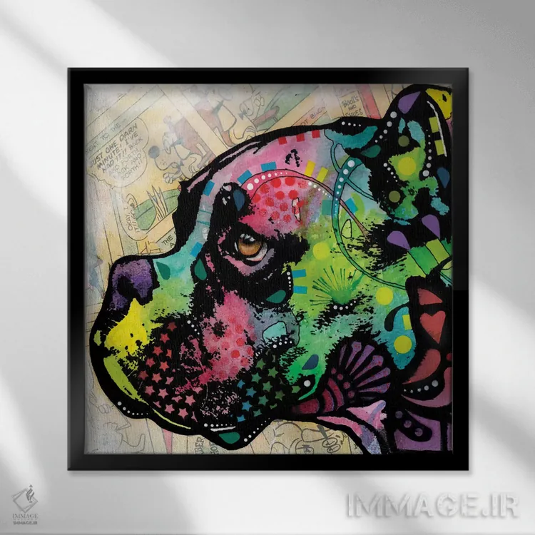 تابلو پروفایل بوکسر به سبک دکو اثر باور روسو - نمای قابدار مشکی