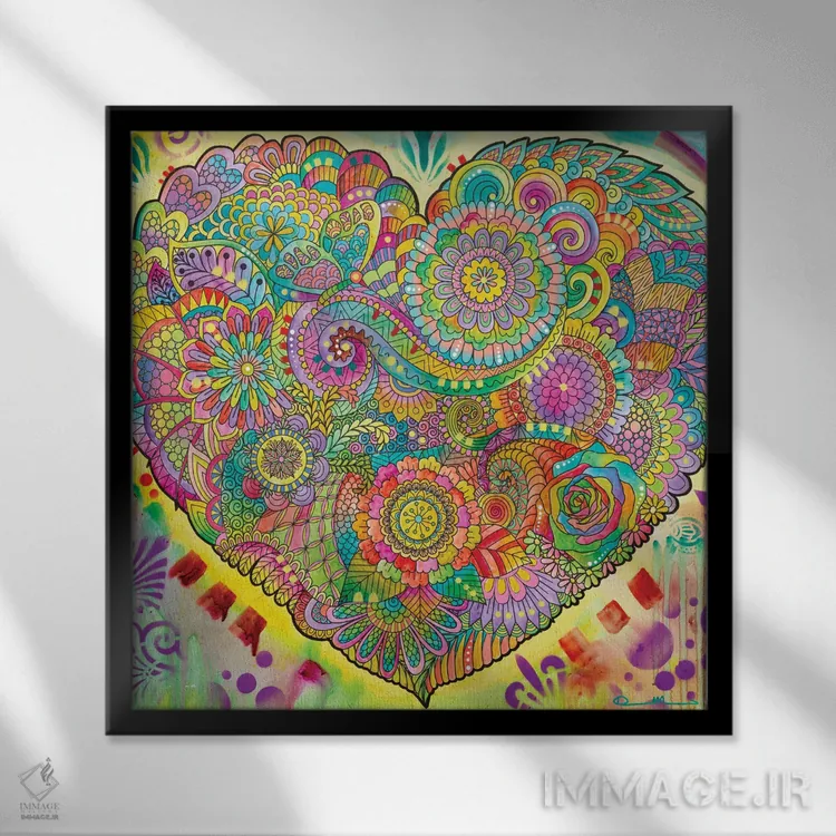 تابلو ماندالای دل اثر باور روسو - نمای قابدار مشکی