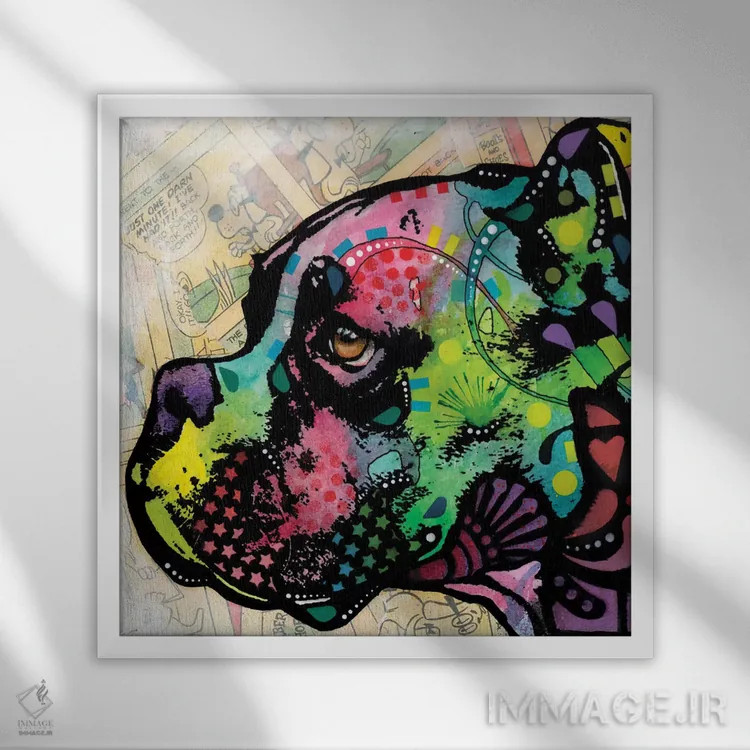 تابلو پروفایل بوکسر به سبک دکو اثر باور روسو - نمای قابدار سفید