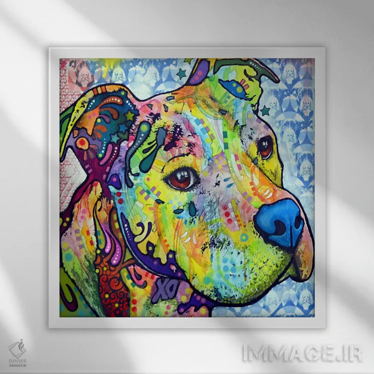 تابلو پیت بول متفکر امسال ۱ اثر باور روسو - نمای قابدار سفید