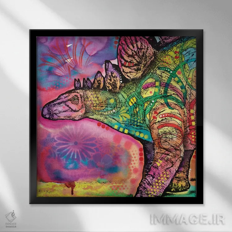 تابلو استگوسaurus (دایناسور) اثر باور روسو - نمای قابدار مشکی