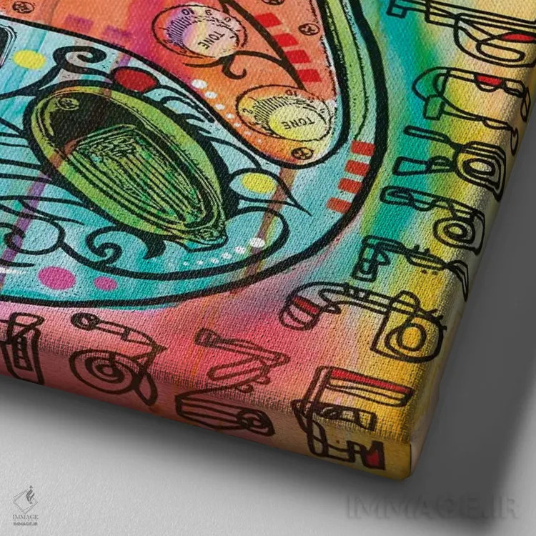 تابلو گیتار جیمی اثر باور روسو - نمای نزدیک بافت بوم