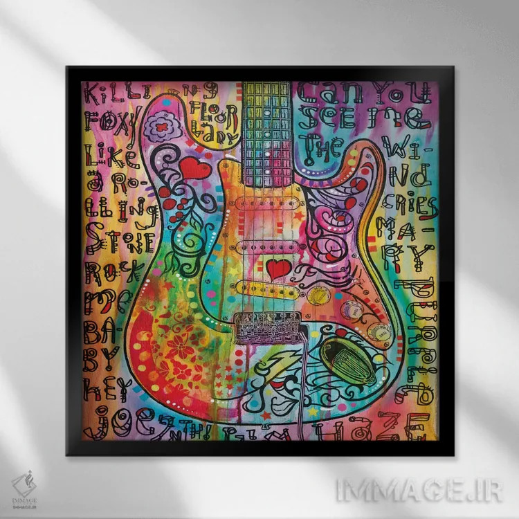 تابلو گیتار جیمی اثر باور روسو - نمای قابدار مشکی