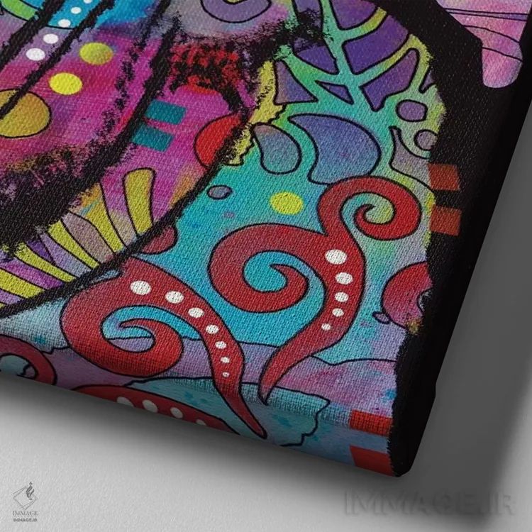 تابلو دوستت دارم بست (نژاد سگ) اثر باور روسو - نمای نزدیک بافت بوم