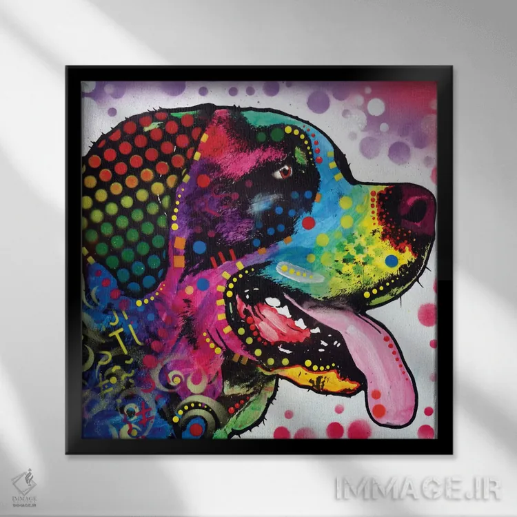 تابلو نمای横 سنت برنارد (نژاد سگ) اثر باور روسو - نمای قابدار مشکی