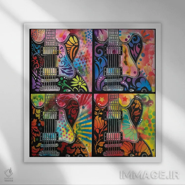 تابلو لوسیل 4X (نام گیتار بی.بی. کینگ) اثر باور روسو - نمای قابدار سفید