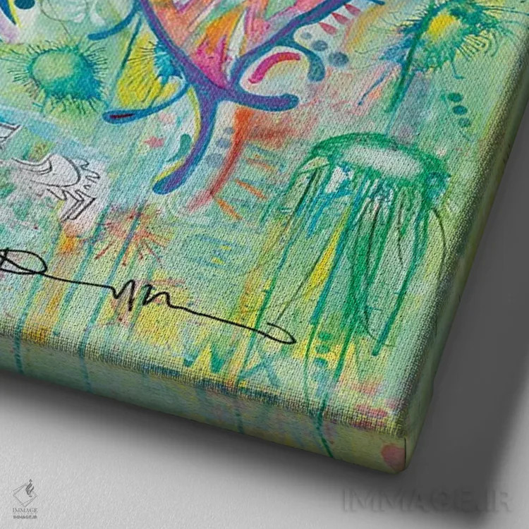 تابلو فرشته اثر باور روسو - نمای نزدیک بافت بوم