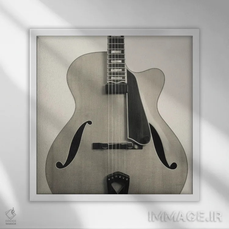 تابلو گیتار ۲ اثر دبورا رِوِل - نمای قابدار سفید