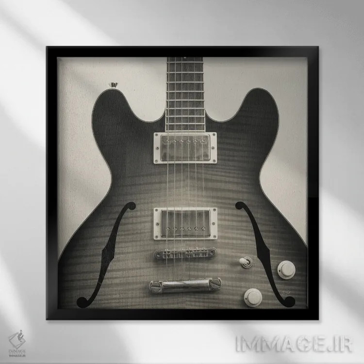 تابلو گیتار ۳ اثر دبورا رِوِل - نمای قابدار مشکی