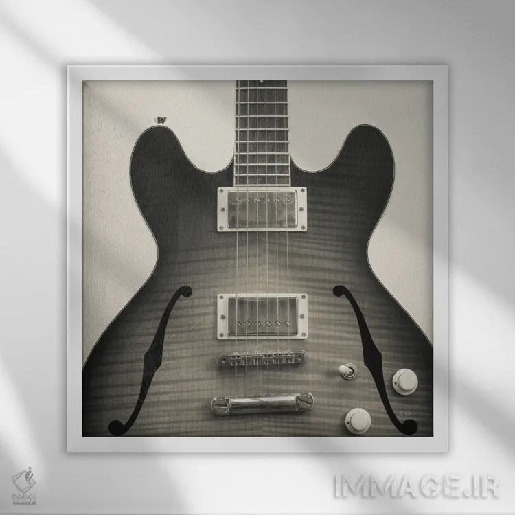 تابلو گیتار ۳ اثر دبورا رِوِل - نمای قابدار سفید