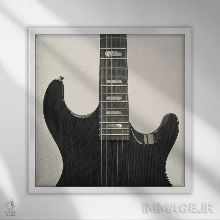 تابلو گیتار ۴ اثر دبورا رِوِل - نمای قابدار سفید