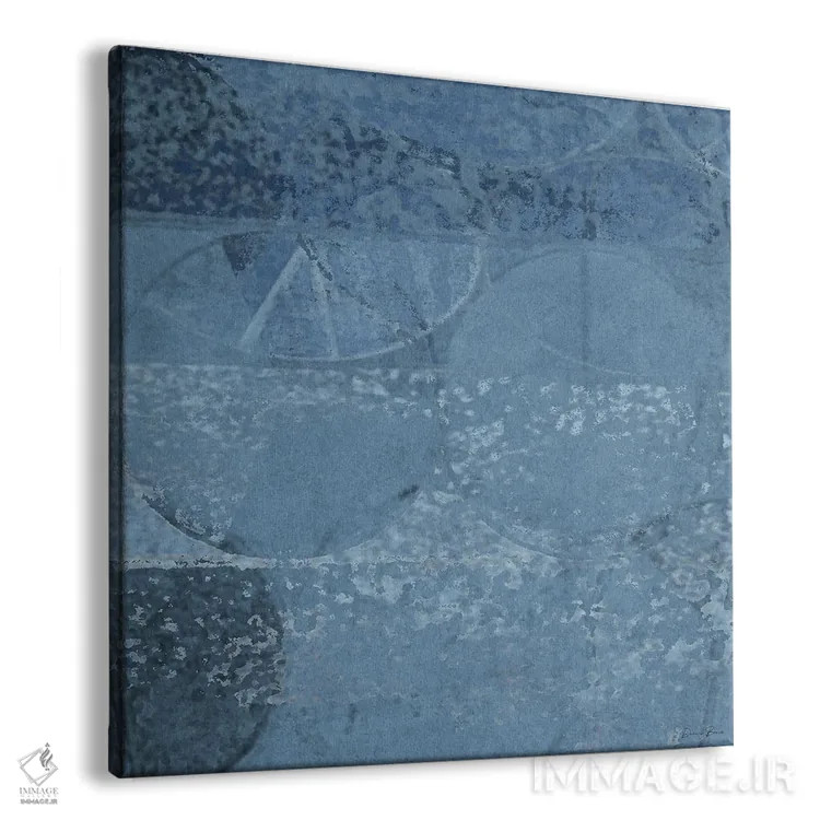 تابلو انتزاع هندسی با رنگهای آبی اثر دنیس براون - نمای پرسپکتیو محصول