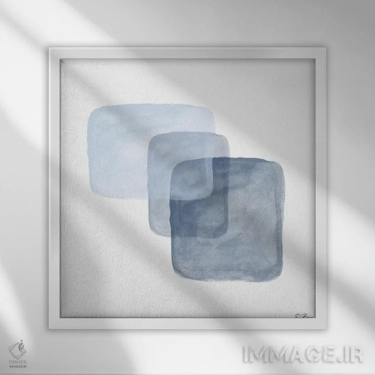 تابلو پوشش آبی ۲ اثر دنیس براون - نمای قابدار سفید