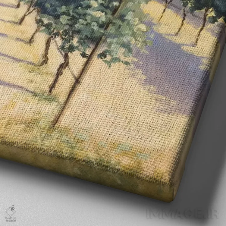 تابلو سایههای تاکستان اثر دیوید شورت - نمای نزدیک بافت بوم