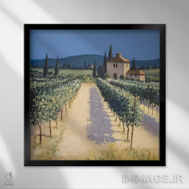 تابلو سایههای تاکستان اثر دیوید شورت - نمای قابدار مشکی