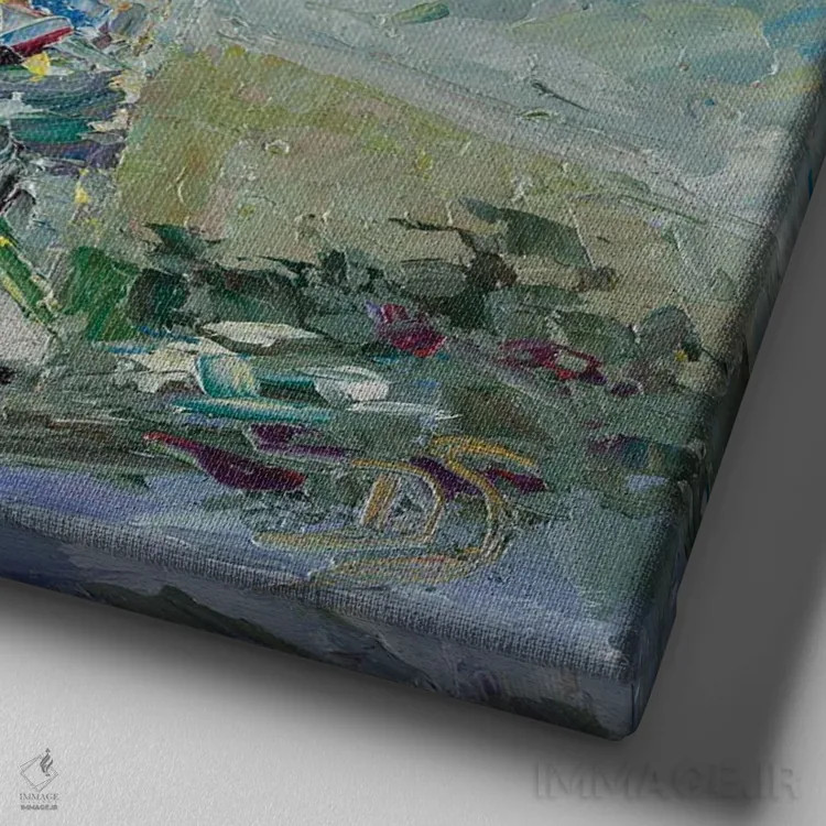 تابلو نمایش باید ادامه داشته باشد اثر دانا سورکینا - نمای نزدیک بافت بوم